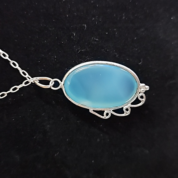 Blue Chalcedony Silver Necklace - Picture 3 of 4
